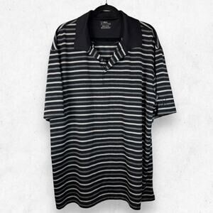 PGA Tour Polo Men's Size 3XLT  Black White Stripes Golf Shirt